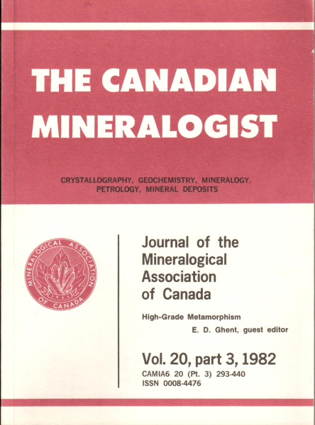 The Canadian Mineralogist Thematic Issue volume 20 part 3, 1982 High-Grade Metamorphism E.D Ghent