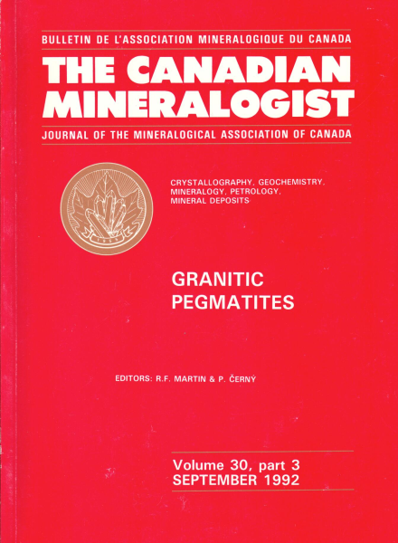Granitic Pegmatites - The Canadian Mineralogist Vol. 30, part 3